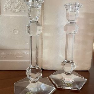 Val Saint Lambert Chandelier Gardenia Crystal Candlesticks